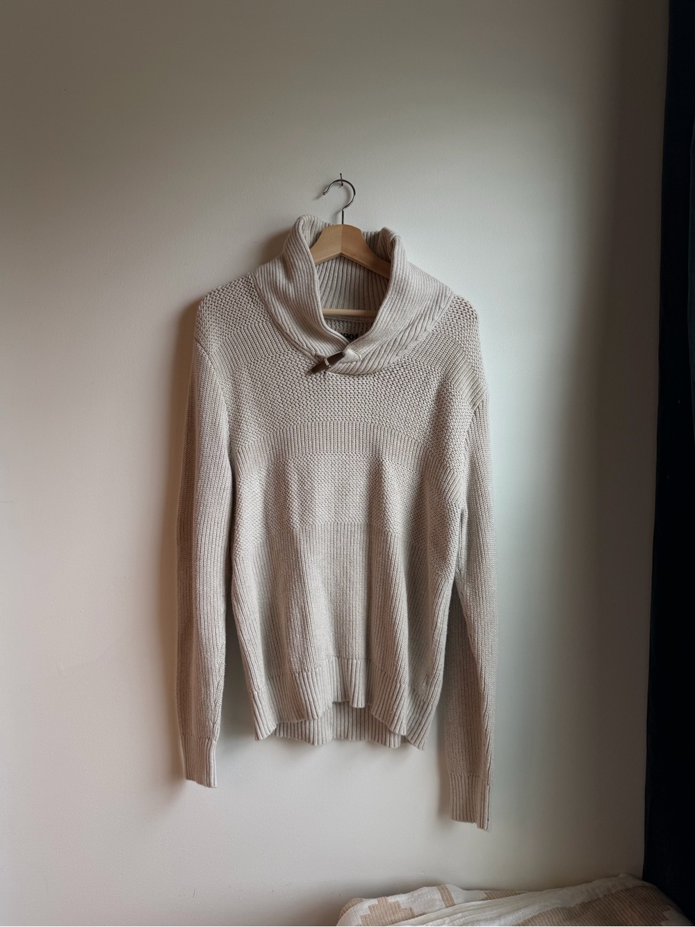 Nordstrom Men’s 1901 Shawl Collar Cream Pullover knit Sweater L *READ